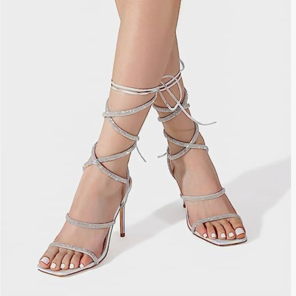 Dream Pairs Silver Lace-Up Heels